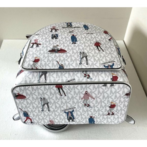 New Michael Kors Jet Set Girls Adina Medium Backpack Bright White Multi main image 5